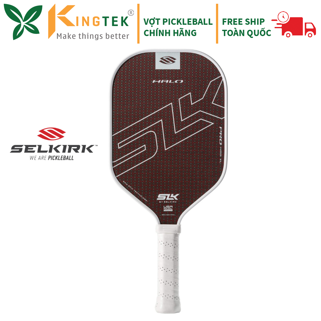 Selkirk Sport SLK Halo Pro XL 14mm Pickleball Racket - Red Brown ...