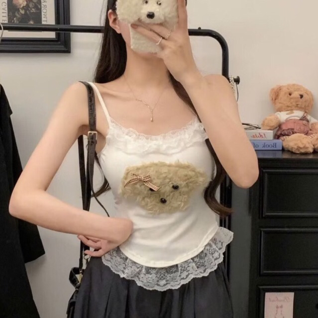 Hottrend 2025 Bear-shaped lace tank top for the beach A06 lace top ...