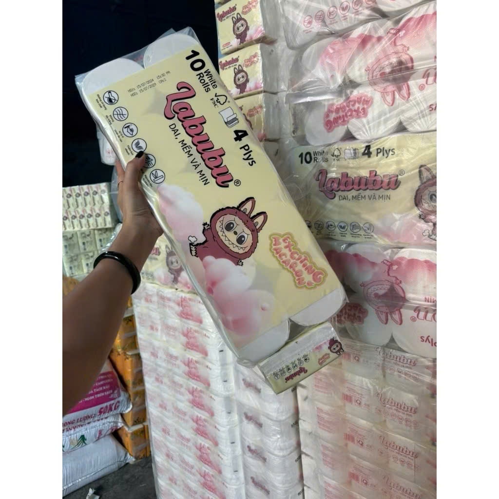 (Free 1 pack of dry paper) Set of 10 rolls of LABUBU toilet paper ...