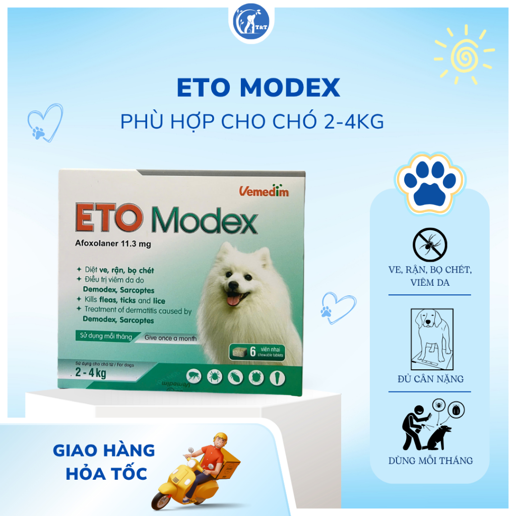 1 tablet of ETO Modex Ticks and Lice for Dogs from 2kg to 25kg | Shopee ...