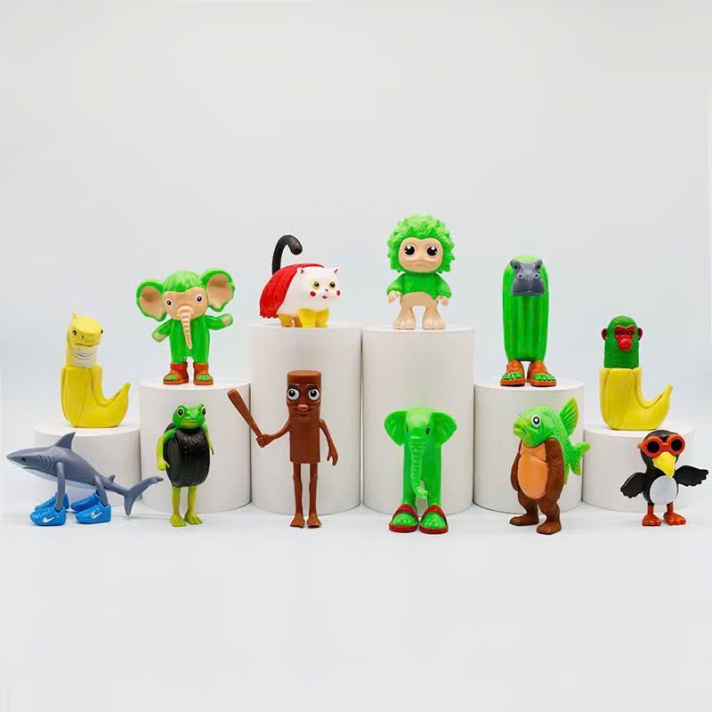 Tungtungsahur Character Set Wooden Shark Sticky Elephant Man Banana ...