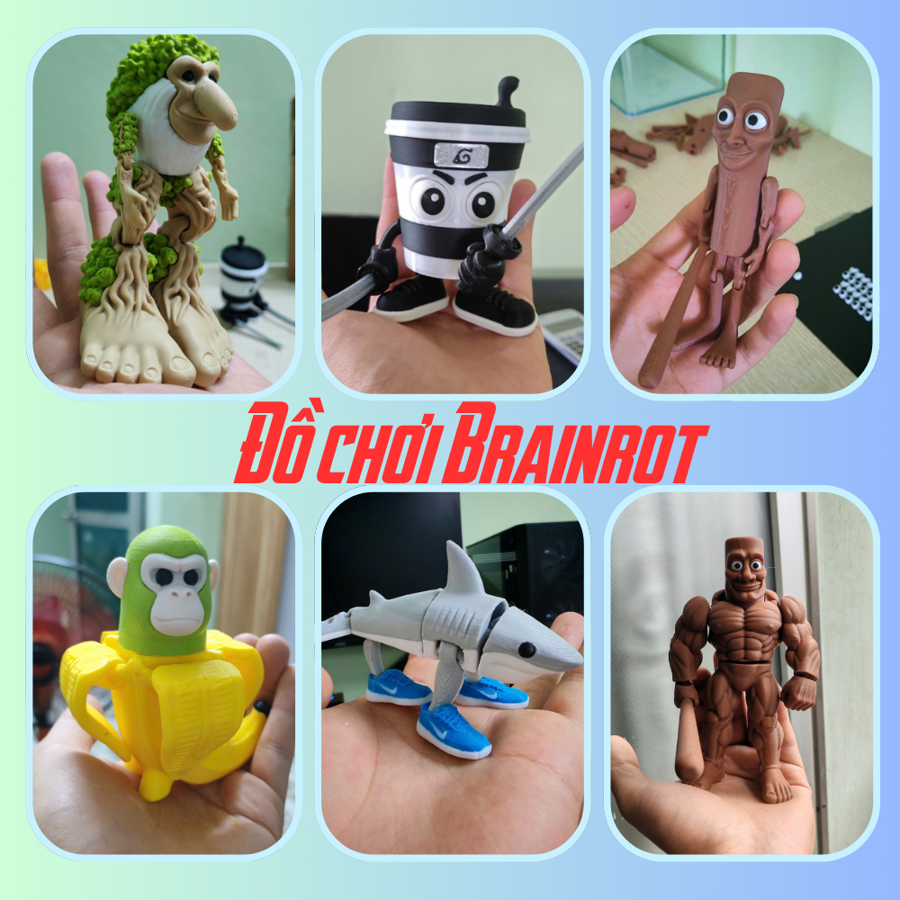 Figurines Italian Brainrot - Tung Tung Tung Sahur & Brr Brr Patapim - Déco De Bureau Humoristique - Inspirées Des Mèmes Viraux - 8