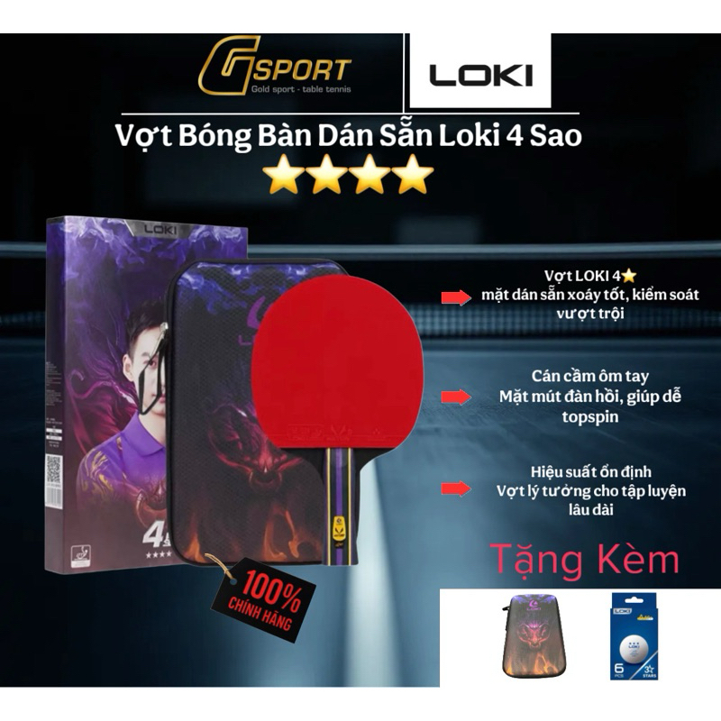 Loki 4-Star Table Tennis Racket - (Premium Loki Pre-glued Table Tennis ...