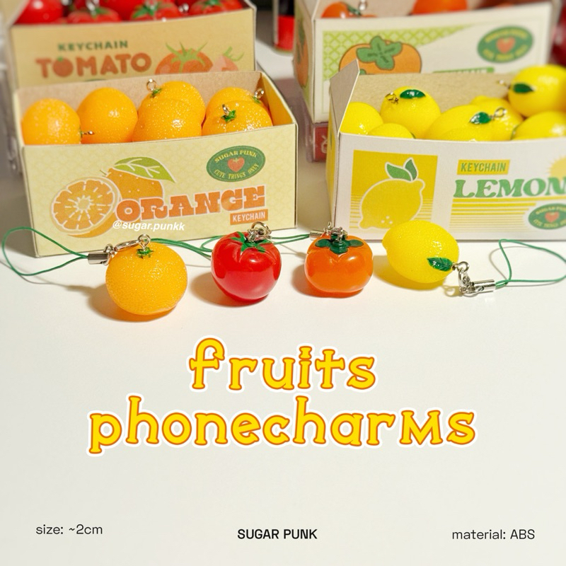 CUTE TOMATO AND FRUIT PHONE STRAP // CUTIE FRUITS PHONECHARMS | Shopee ...