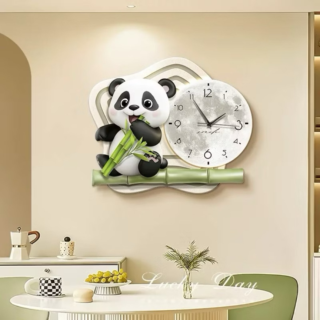 Panda wall clock avoids floating hands | Shopee Malaysia