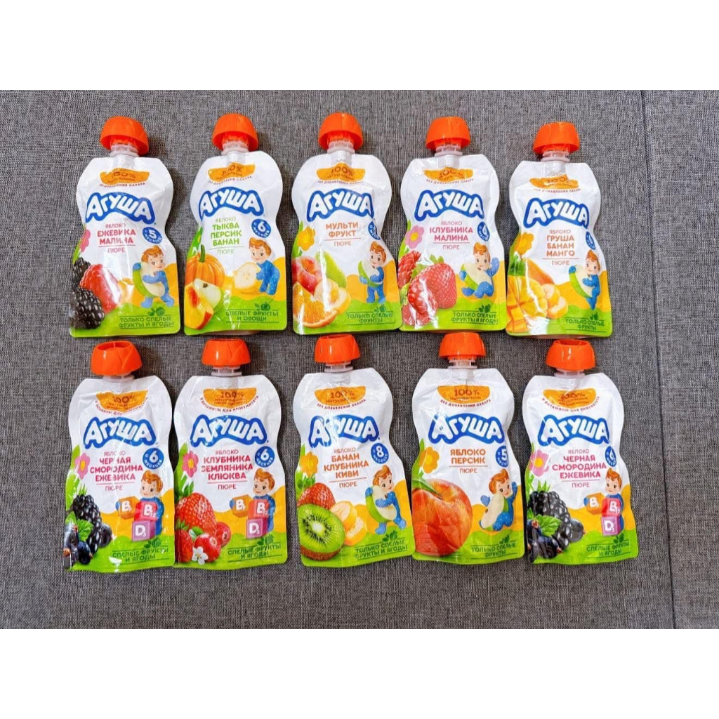 Agusha pureed fruit 90g many mixed fruit flavors | Shopee Malaysia