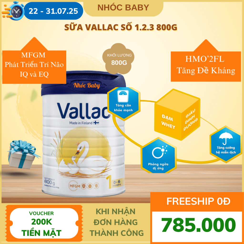 Vallac milk No. 1 formula milk 800g helps strengthen bones and teeth ...