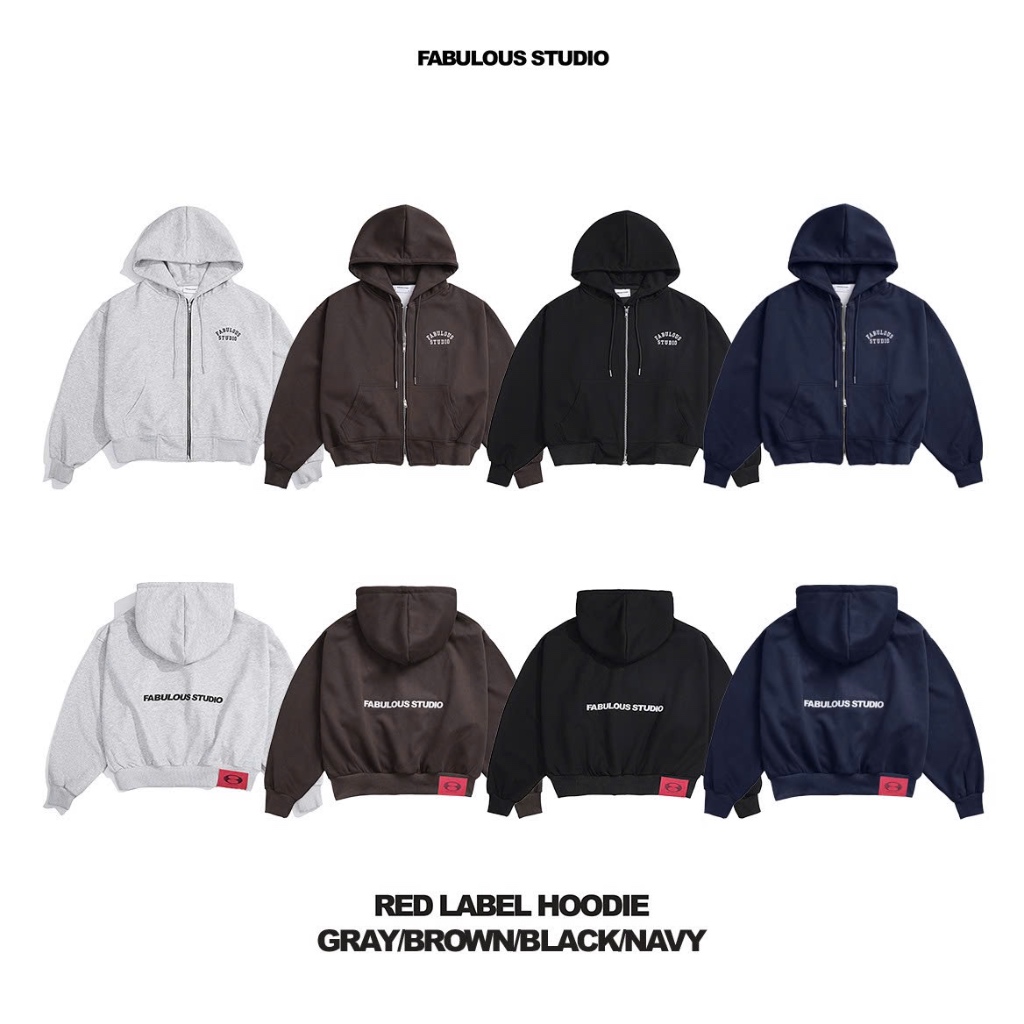 FABRICLISM ZIPPER HOODIE RED LOGO UNISEX - Form Big Boxy Kain Nif Ep ...