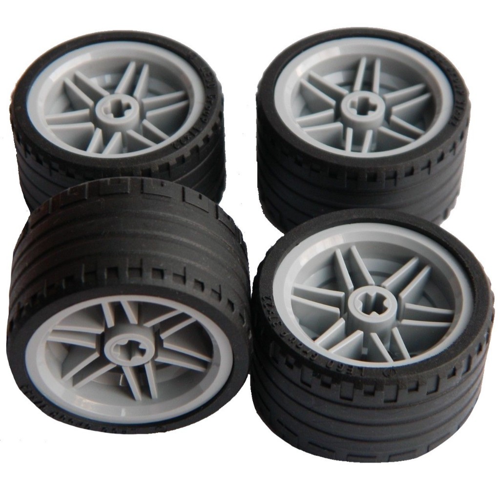 Lot 4x LEGO Technic Wheels 37x22 Tires ZR Gray Wheels 56145 55978 ...