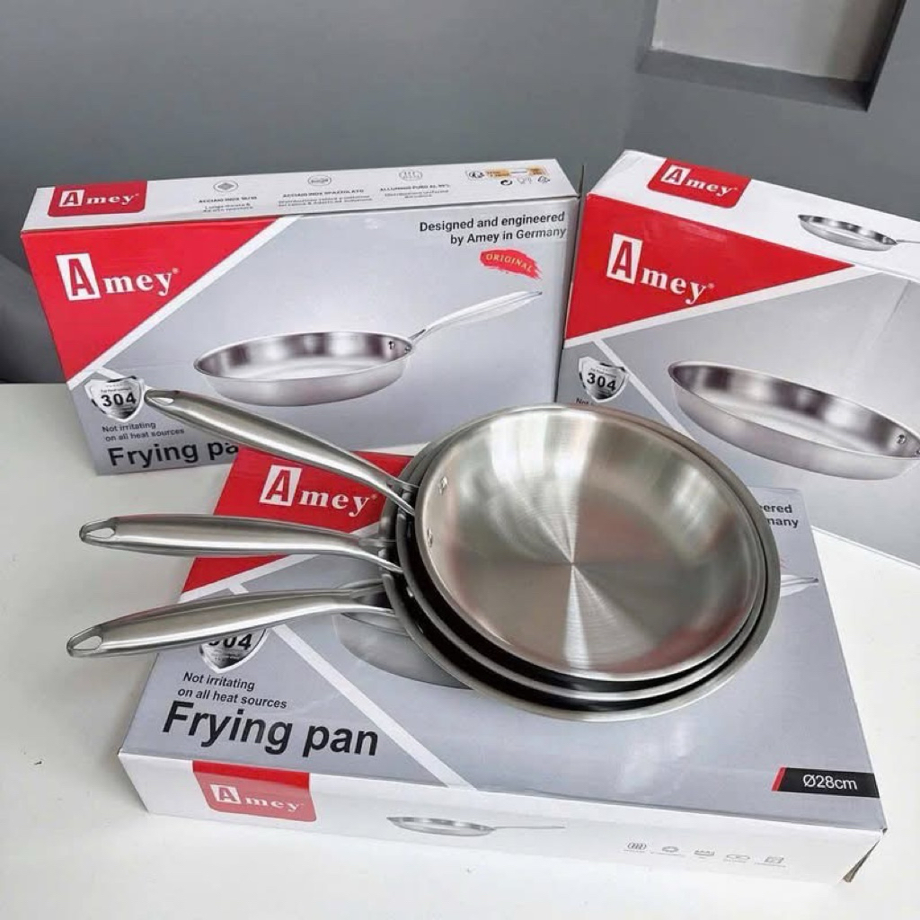 Amey Shallow Pan Shiny Stainless Steel Self-Stick, Used for All Types ...