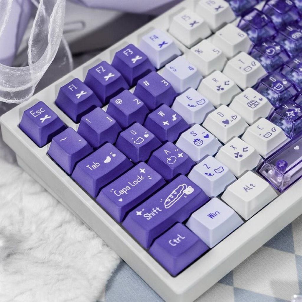 [GENUINE] Keycap Snow Mountain Plum Purple Jam | PBT + PC | 150 keys ...