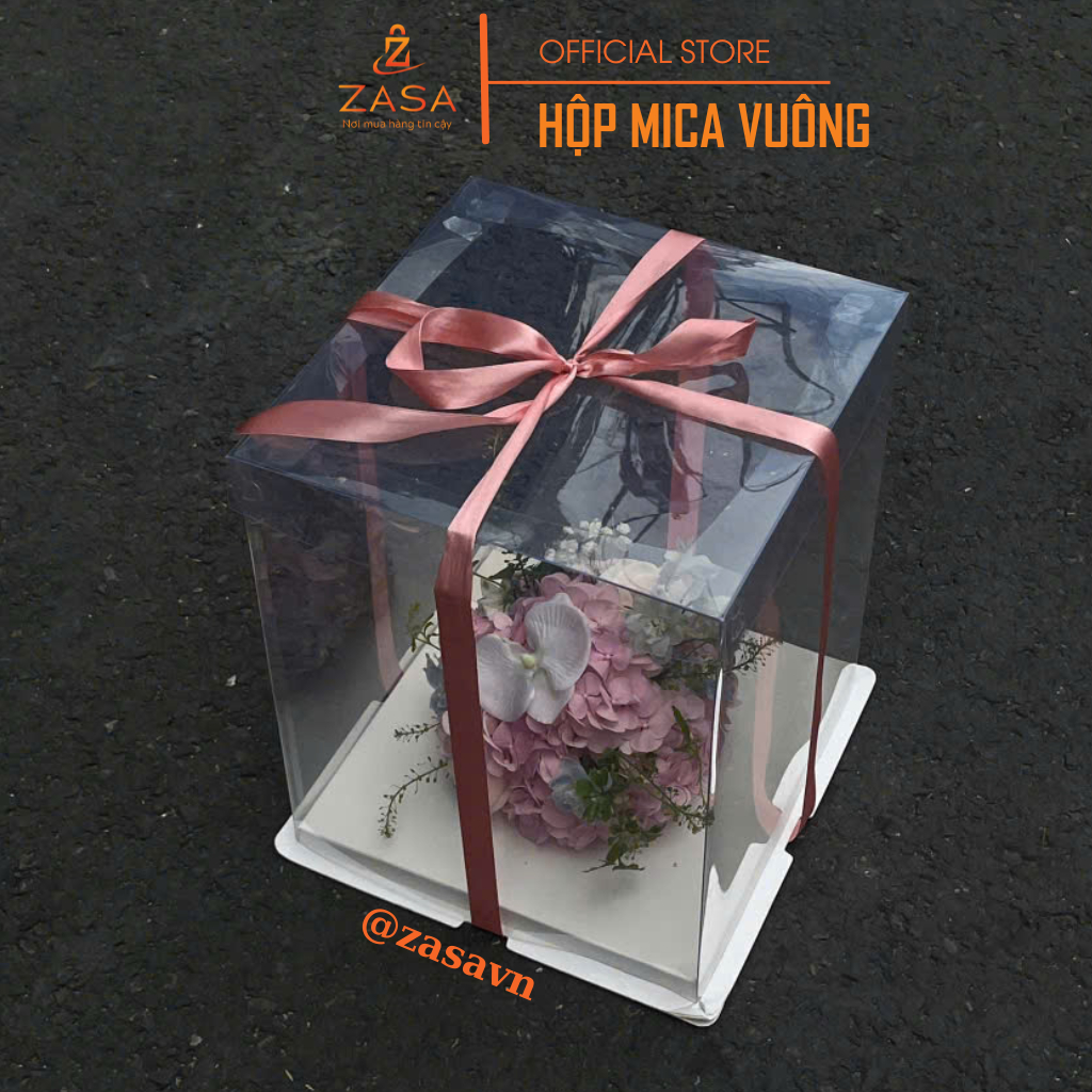 Multi-purpose Transparent Square Mica Box - For Cakes, Flowers, Fruits ...