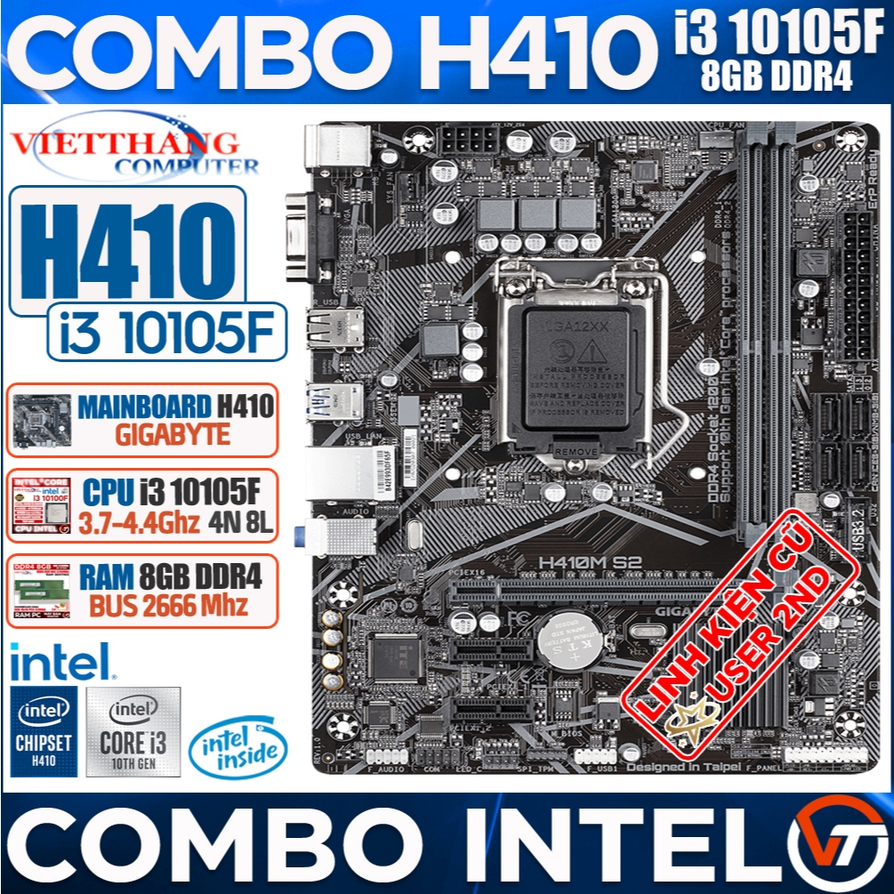 Combo H410 - Used H410 Gigabyte Mainboard + CPU i3 10105F 4N 8L + Ram ...