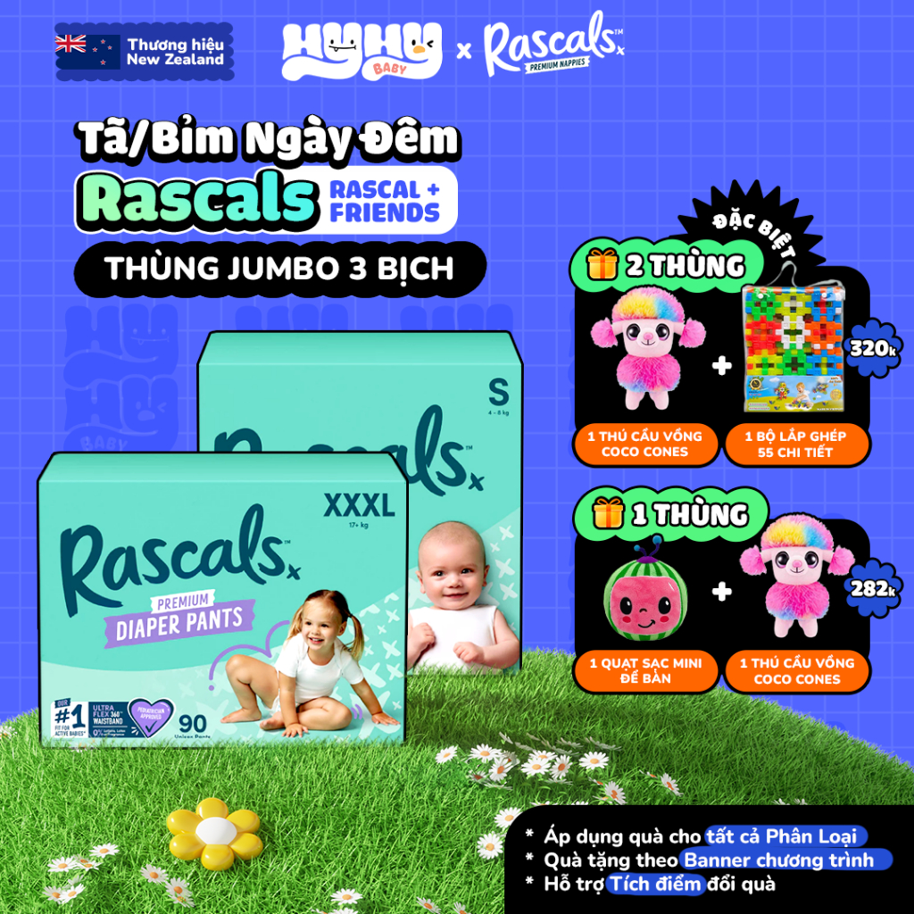 [3-PACK BOX] NewZealand Premium Rascal + Friends Diapers, Rascals ...