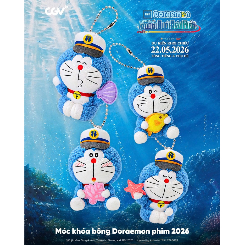 DORAEMON CGV COTTON KEYCHAIN - DORAEMON MOVIE 2026 KEYCHAIN - Nobita ...