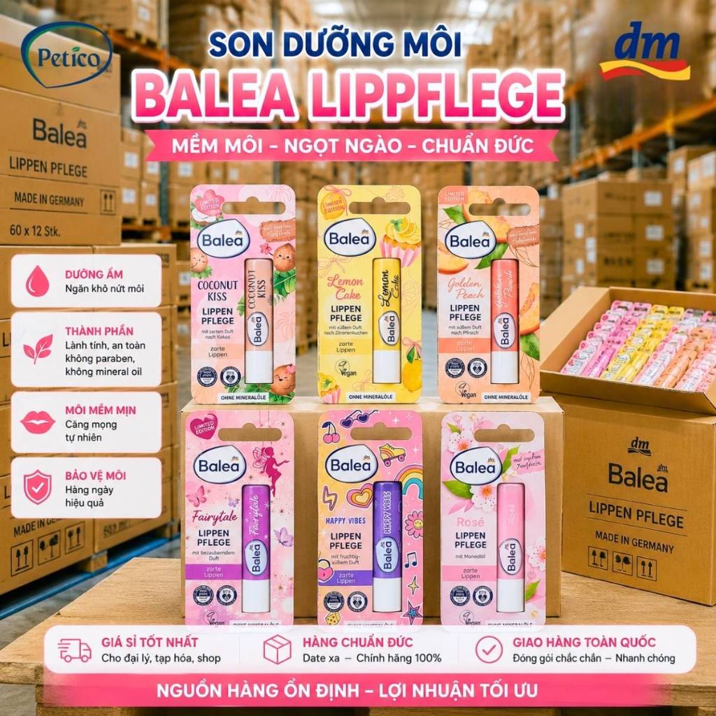 Balea Vegan Lip Balm Moisturizes Baby Lips & Adults Prevents Dry ...