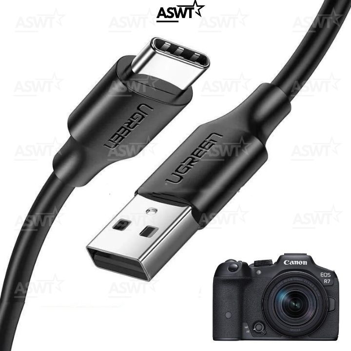 Cable connecting Canon EOS R R1 R3 R6 R7 R8 R50 R100 camera to computer ...