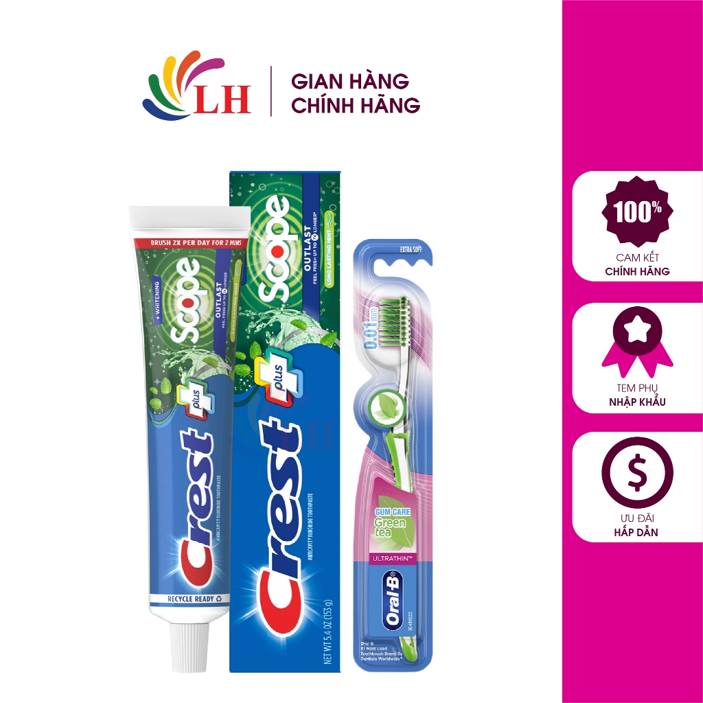 Crest Plus Toothpaste Combo (153g) - Scope + Oral-B Gumcare Hand ...