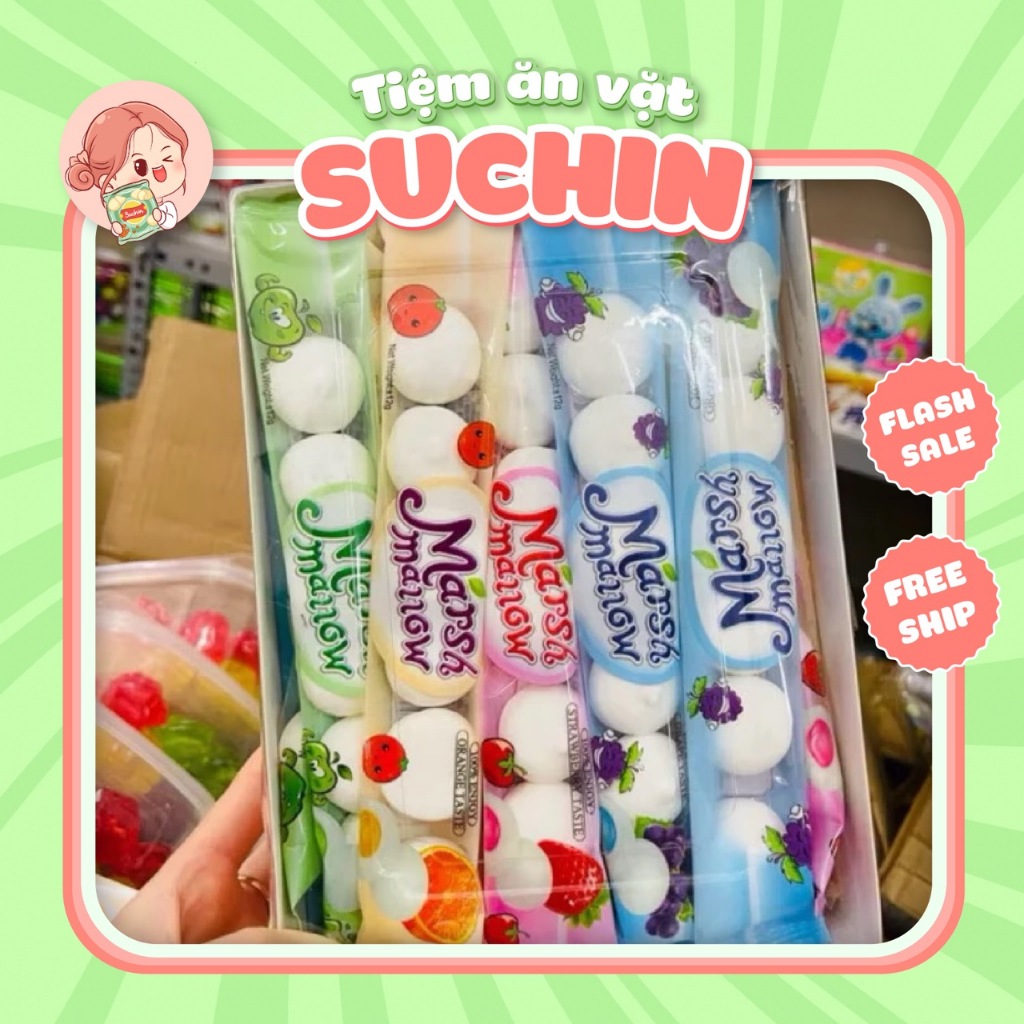 Box of 30 packs of Fruit-flavored Marshmallow Candy, Thai Marsh Mallow ...