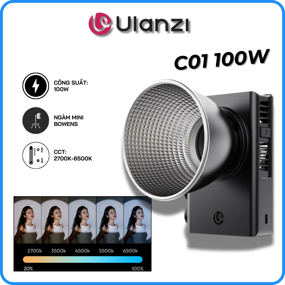 ULANZI C01 Professional COD Light, Capacity 100W, CCT 65000K, Supports ...