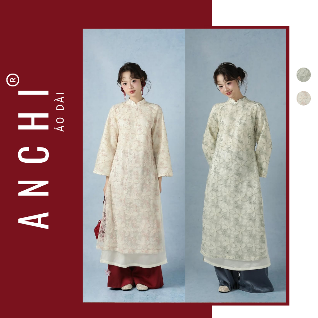 ANCHI - Khue Tu Innovative Ao Dai, Soft Embossed Floral Lace Fabric ...