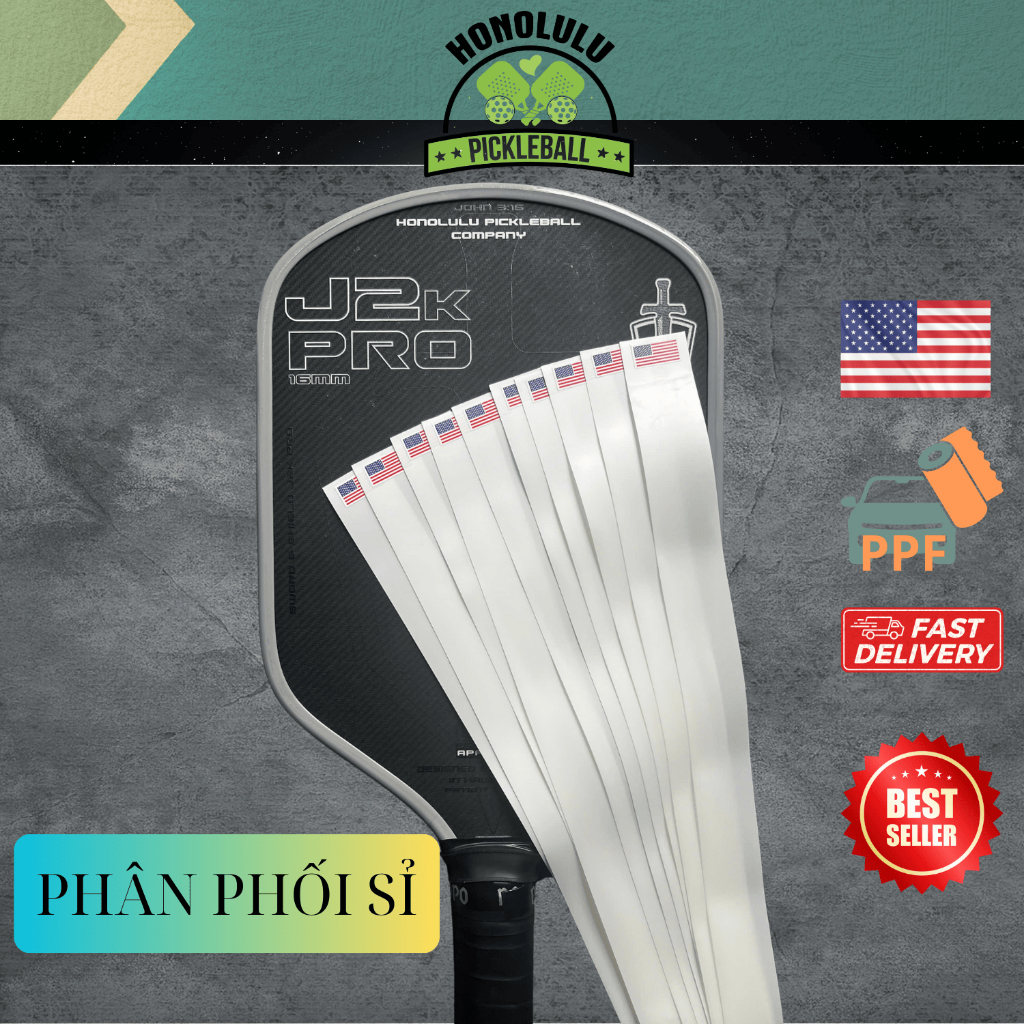 Pickleball racket edge sticker, transparent PPF, Grade 1, 14mm & 16mm ...