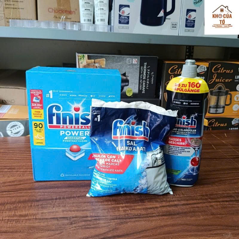 Complete set of Finish washing tablets, salt, and polish for ...