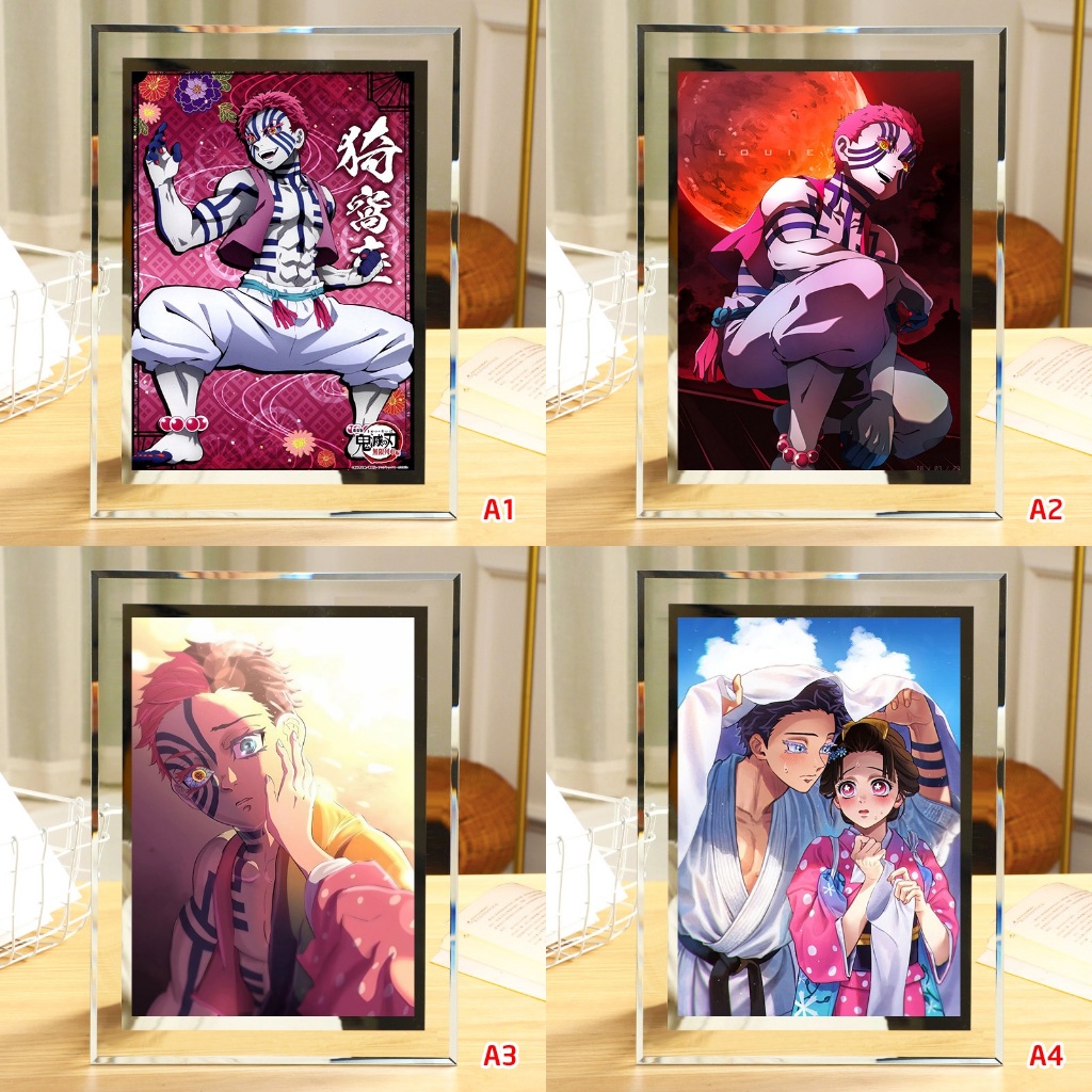 Anime Kimetsu no Yaiba Desk Glass Painting (Characters Akaza, Hakuji ...