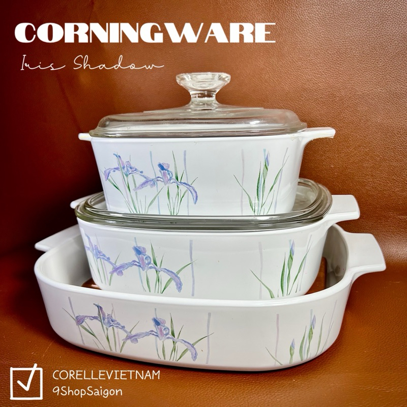 CORNINGWARE - Irish Shadow - 01 Vitrelle Iris Square Glass Pot ...