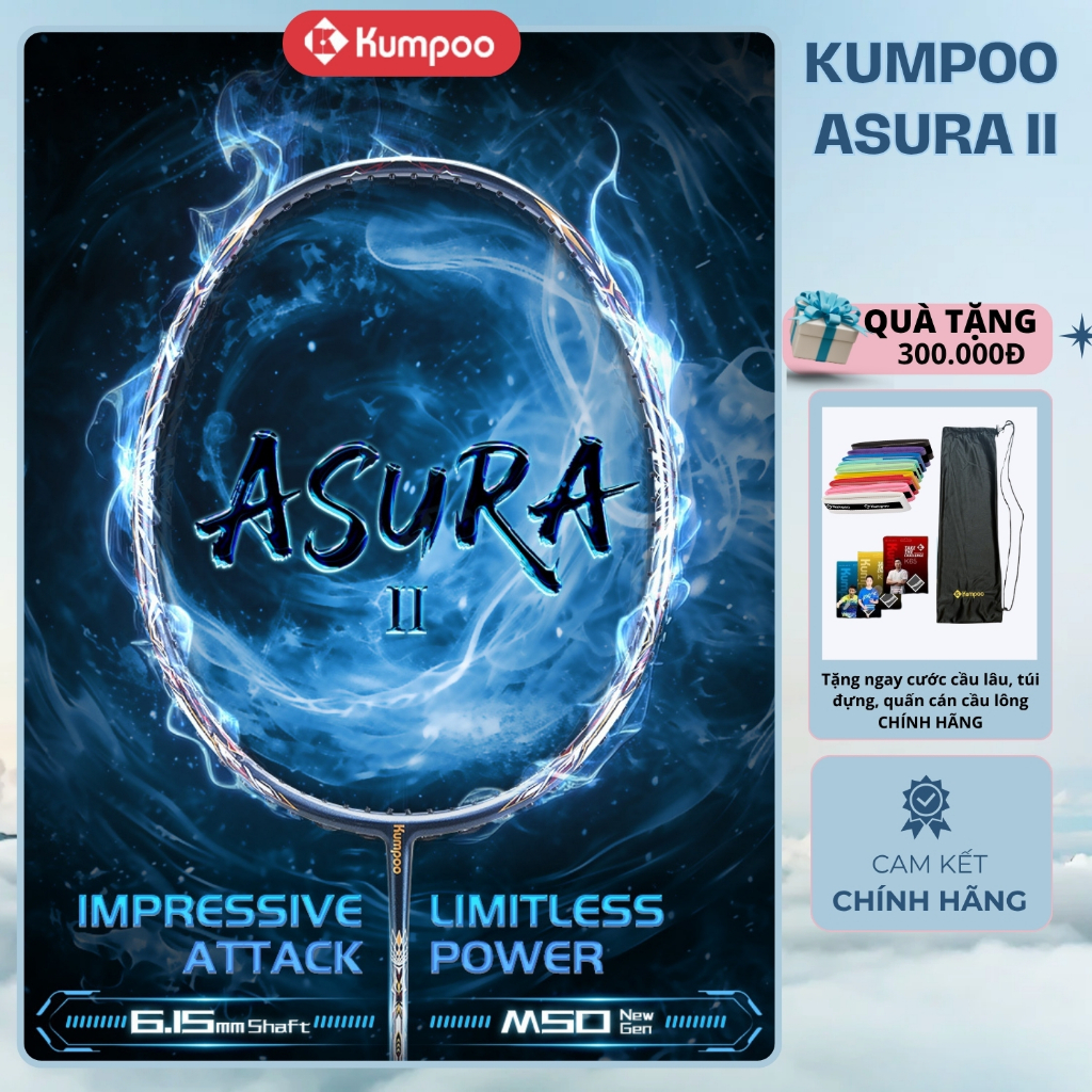 [GENUINE-B[New] Kumpoo ASURA II Badminton Racket Pre-Stretched 11kg ...