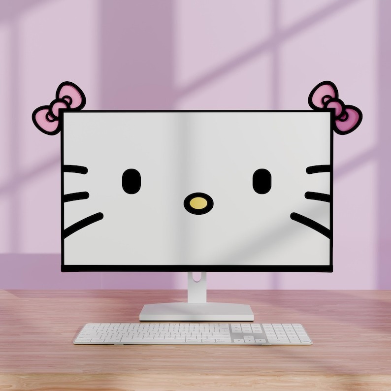1 Hello Kitty Bow-shaped Computer Screen Decoration Sticker Accessories ...