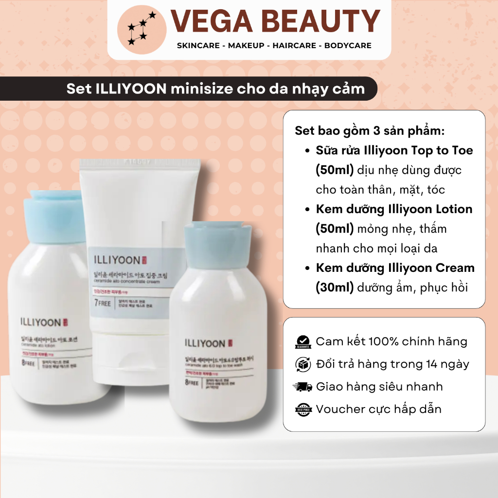 ILLI YOON travel Set for sensitive skin (Lotion 50ml + Wash 50ml ...
