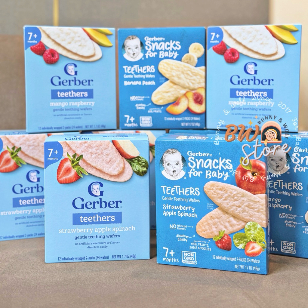 Gerber Snack Teethers Flat Rice Cakes for Children 7m+ - Box of 48g ...