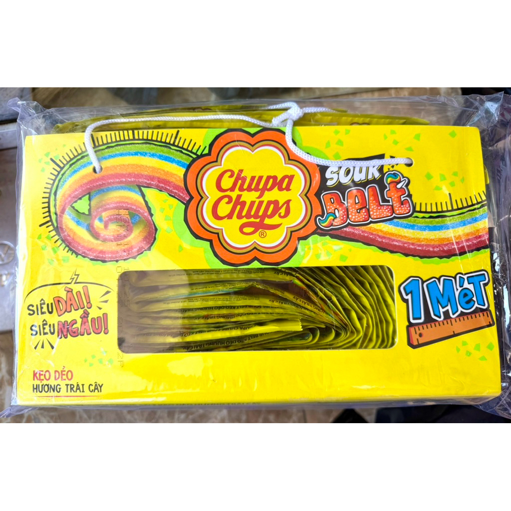 Box of 12 Chupa Chups Fruit Flavored Gummy Candy Strings 1 Meter ...