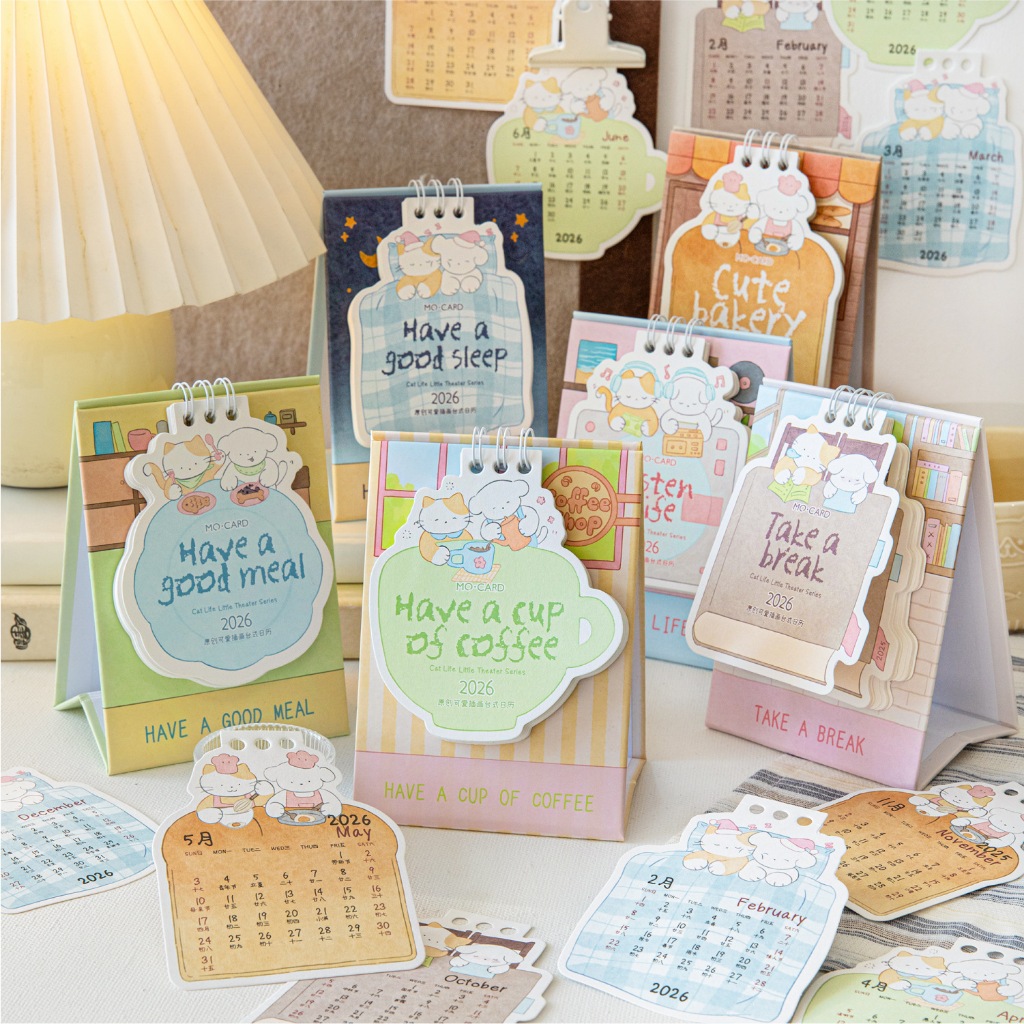 Carp - Desk calendar 2026 - Dog and cat pair | Shopee Malaysia