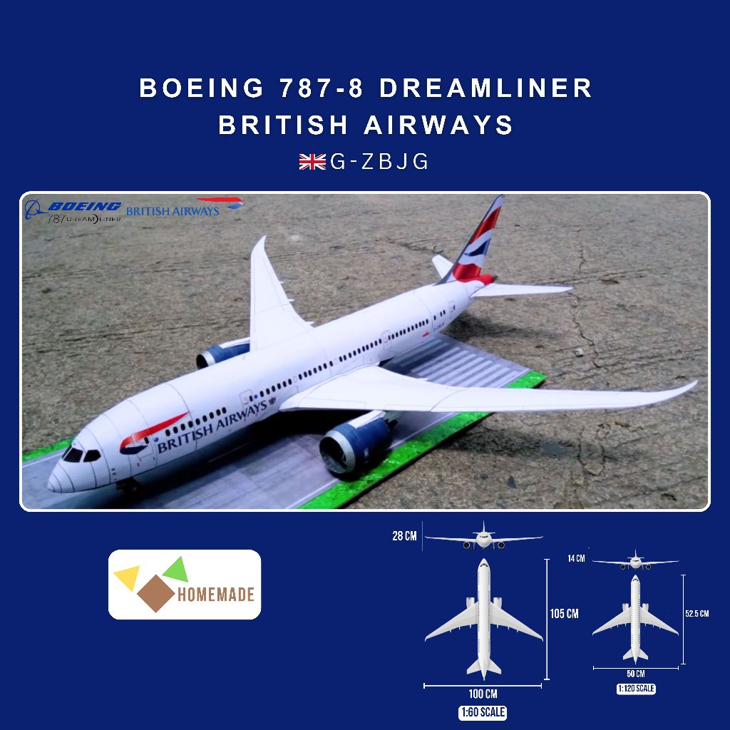 Boeing 787-8 British Airways Paper Model Kit | Shopee Malaysia
