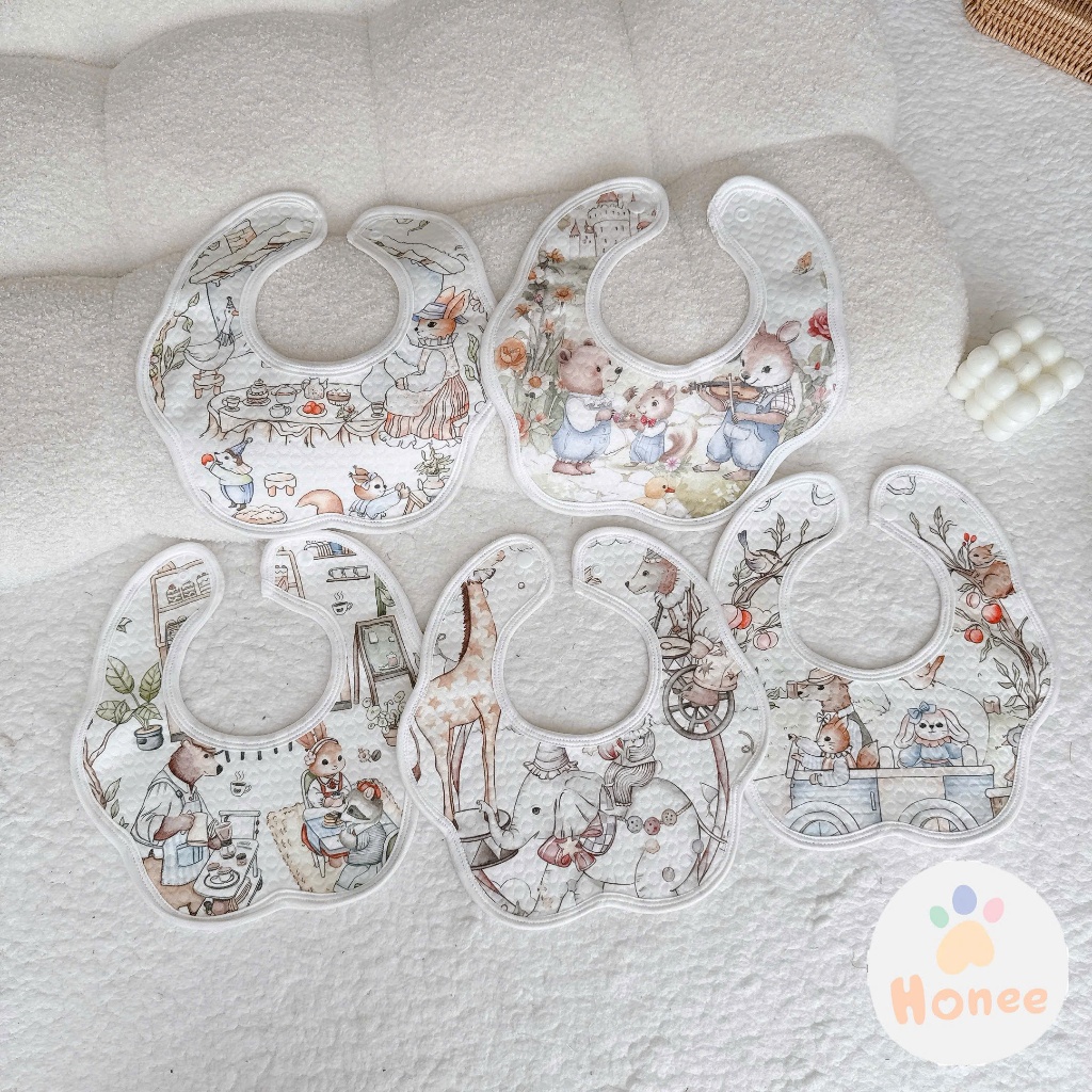 Set of 2 Waterproof Bibs with Thick, Soft Fairy Tale Patterns for ...