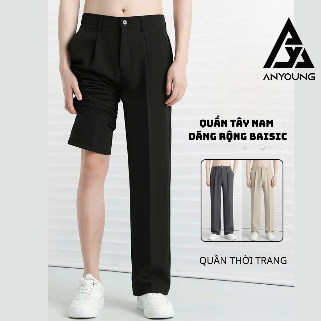 ANYOUNG Men's Trousers Korean Style Wide Leg Men's Trousers High ...