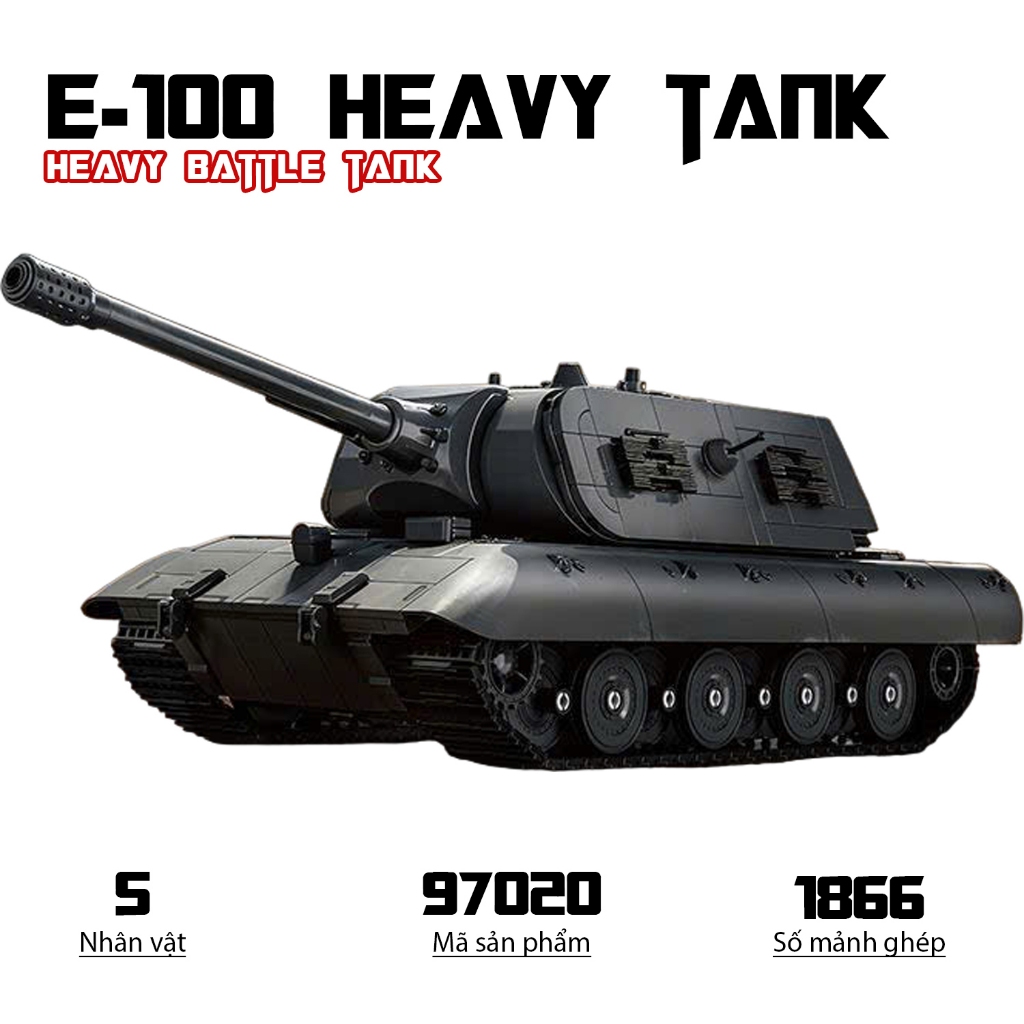 Heavy E-100 Tank Model, 12Go 97020, Plastic Assembly Toy | Shopee Malaysia