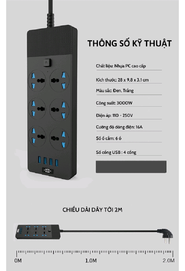 Nmi Smart Multifunction Power Socket, 4 USB Ports Fast Charging, 3000W ...