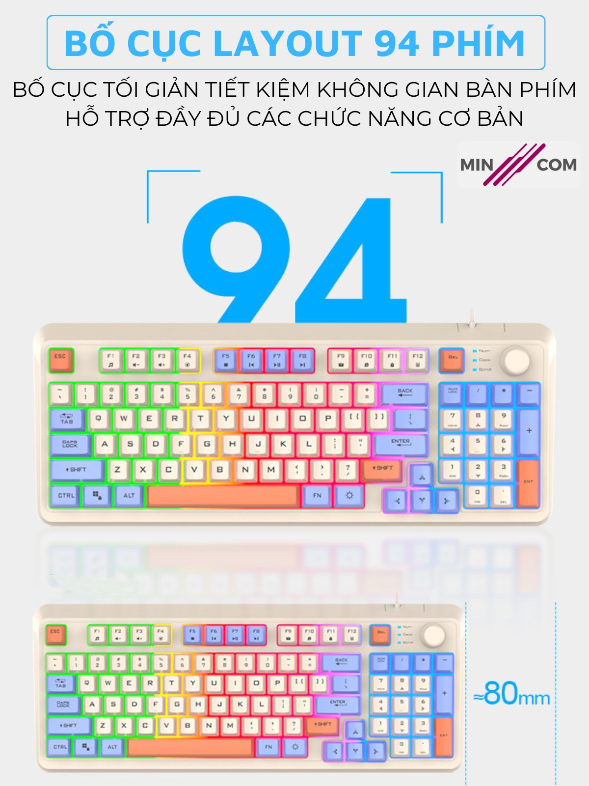 Xinmeng K82 7-Color Led MinCom Mechanical Computer Keyboard with ...