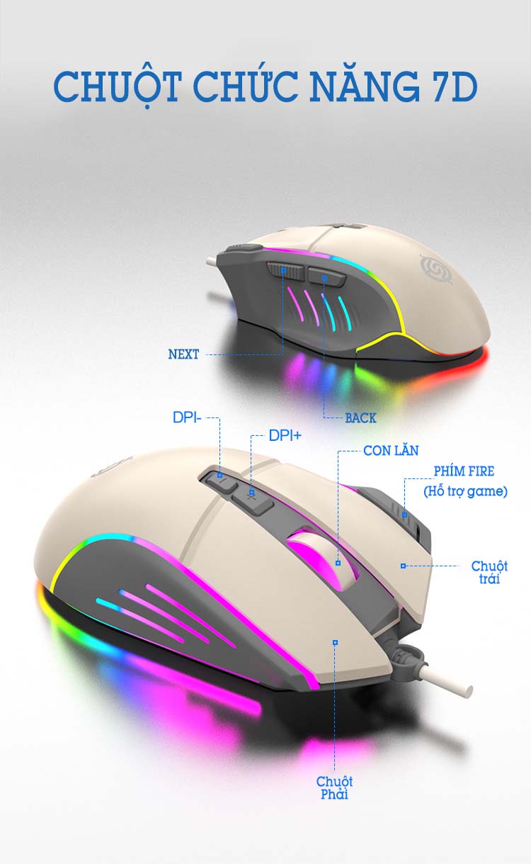 Computer Keyboard Mouse Set KM900 Extremely Beautiful 7-Color Led ...