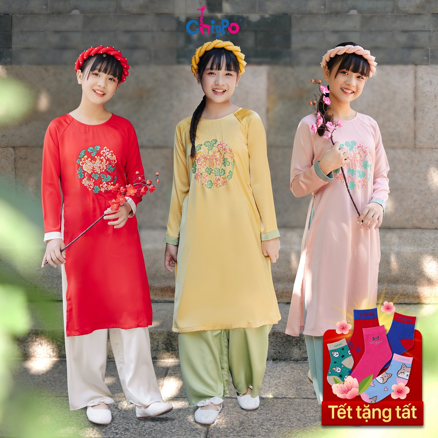 CNY Chippo Ao Dai Set made of soft silk material, new innovative design ...