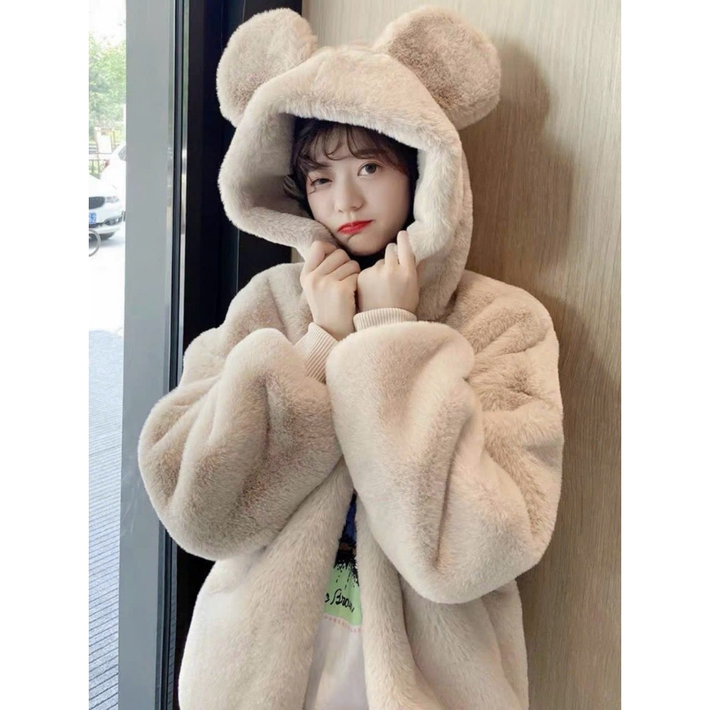 Exported rabbit ear fleece hoodie, smooth, beautiful and warm quality ...
