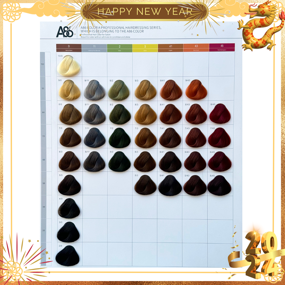 A86 color palette with more than 130 common color codes for salons ...
