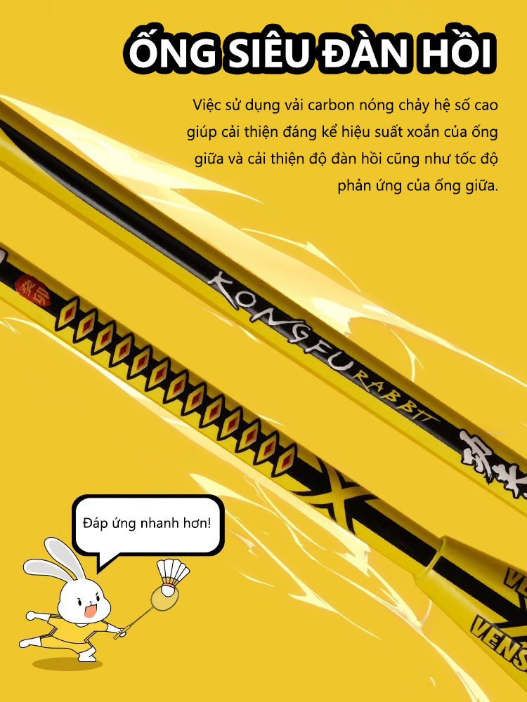 Genuine VS Kongfu Rabbit badminton racket 4UG6 carbon graphite, Venson ...