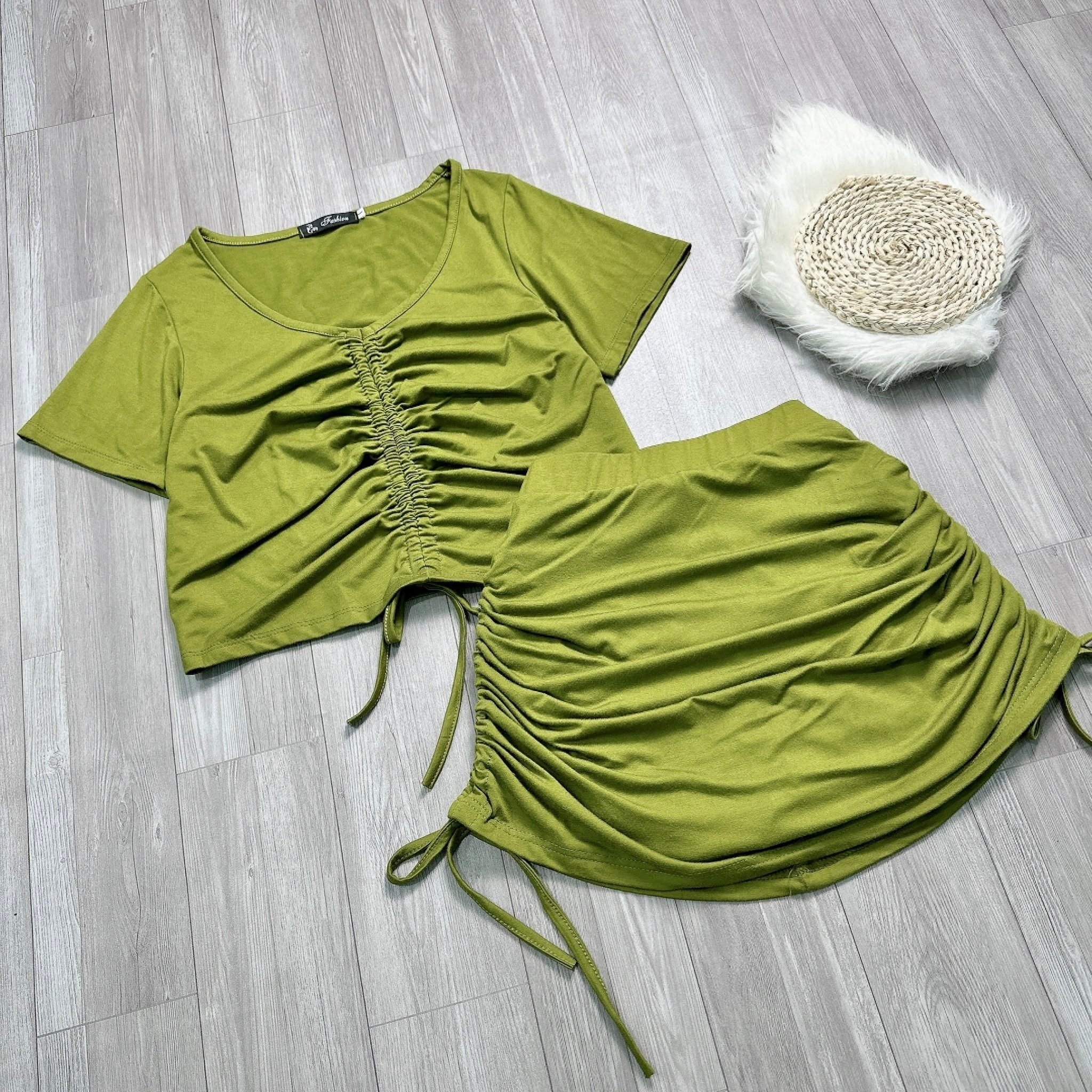 Big size women's beach Set made of cotton elastic crop top with ...