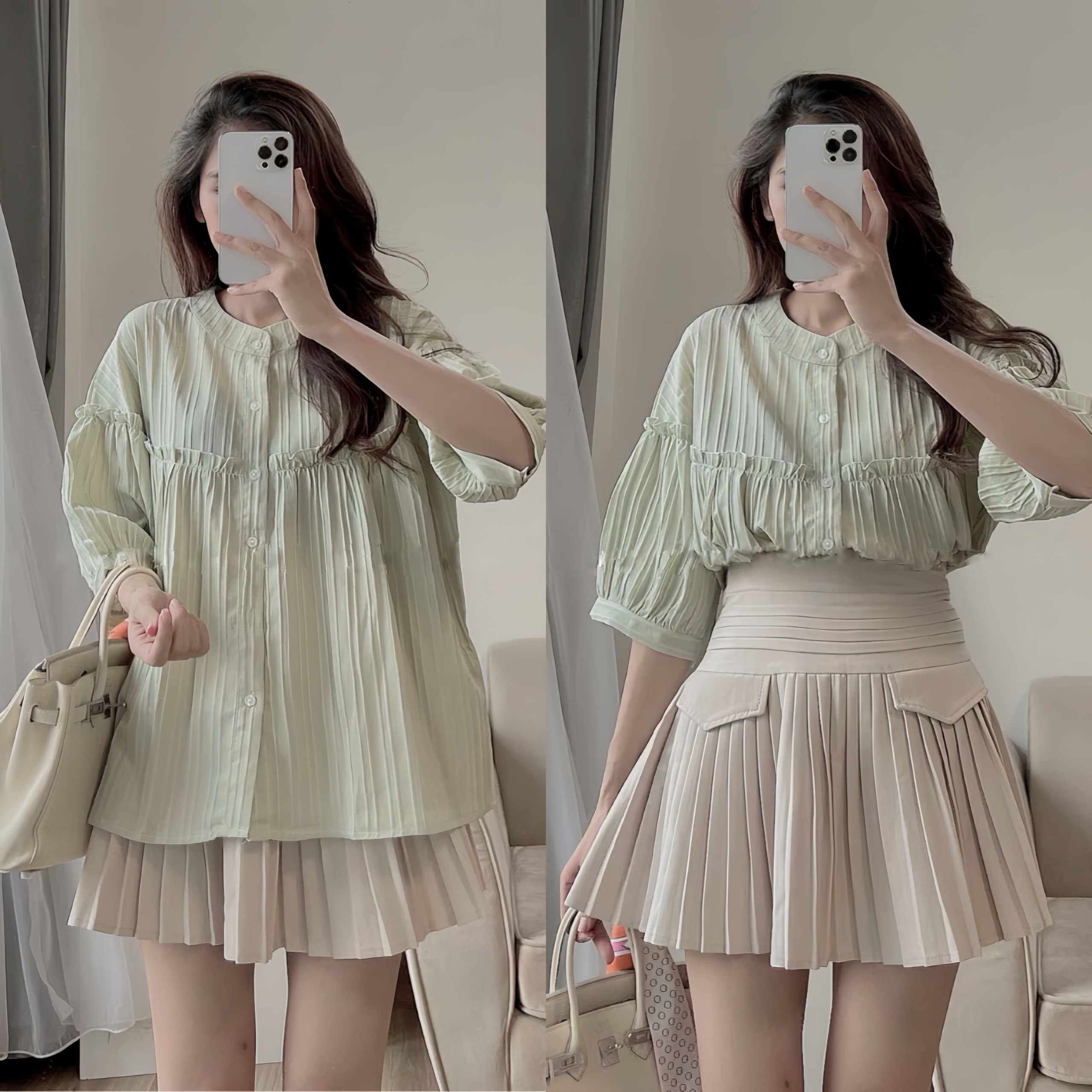 Ruffled Collar Shirt with Loose Sleeves (5 Color Shirt) | Shopee Malaysia