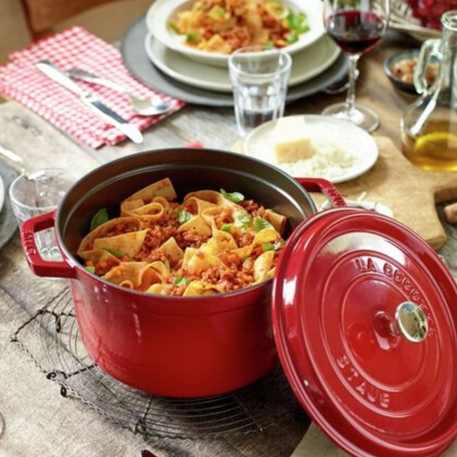 Staub Cherry Red Tall Round Cast Iron Pot 24cm (4.75L) Shopee