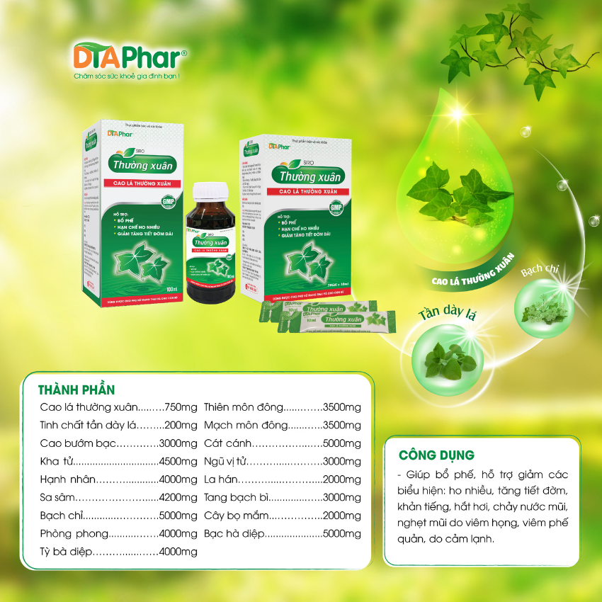 Ivy cough syrup supports lung health, limits excessive coughing